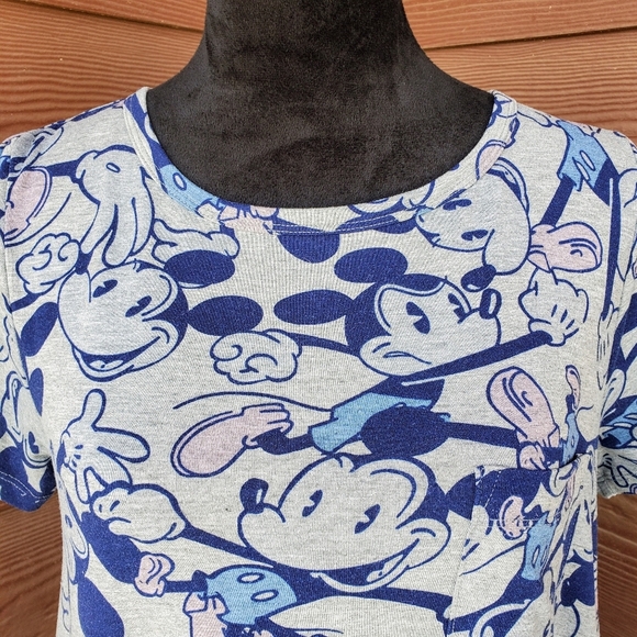 LuLaRoe Disney Women's Gray and Blue Mickey Mouse Print Carly Dress Size Small - Picture 5 of 16